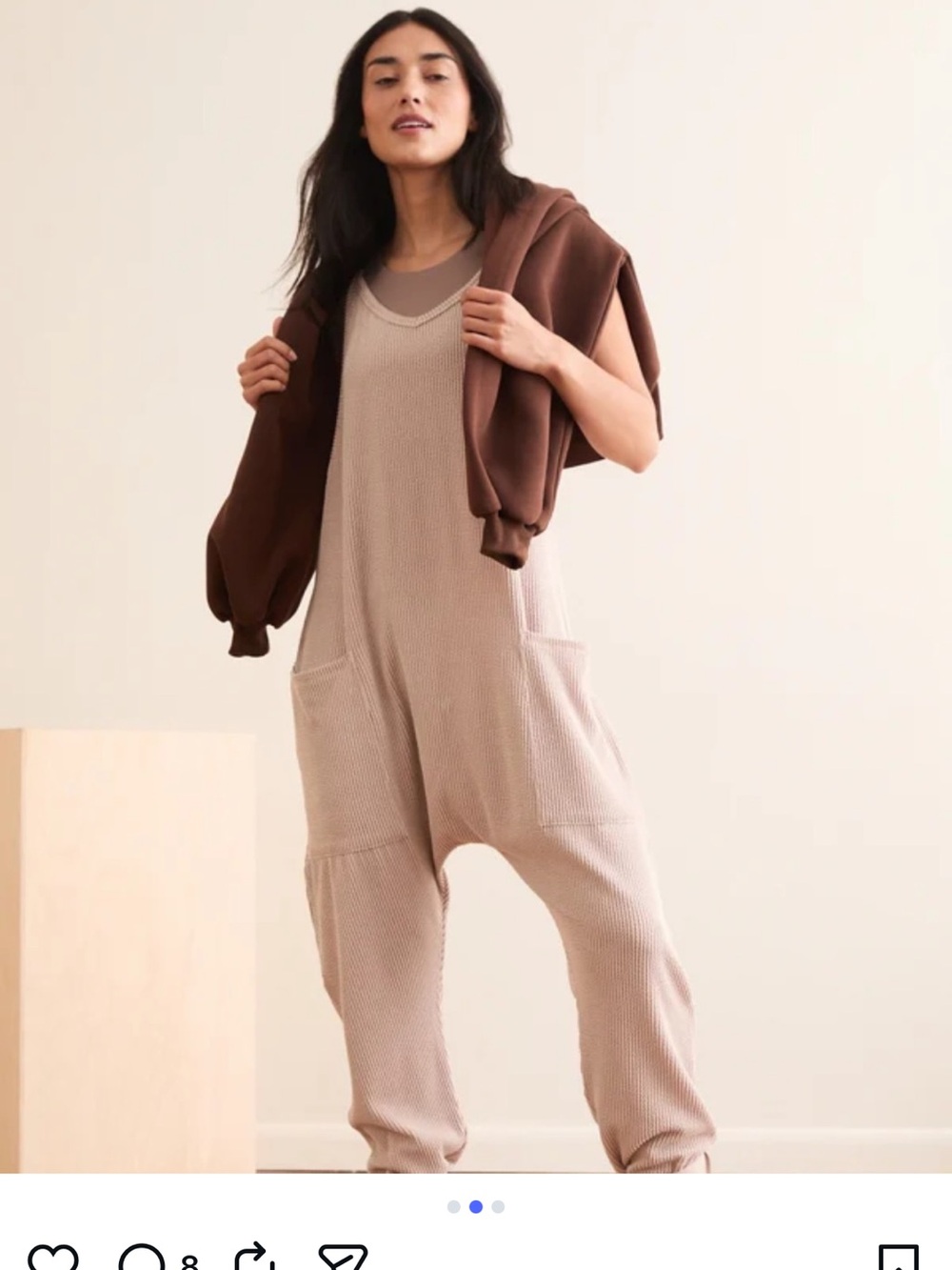 AS Revival Altar'd State Ribbed Striped Jumpsuit Slouchy Harem Pockets XS